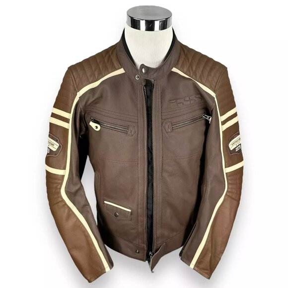 iXS Curtis Motorcycle Jacket Mens 40 Brown Leather Moto Biker Vintage Look - NWT - Picture 1 of 7